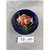 Image 1 : Vintage Moorcroft Pottery Bowl Vibrant Floral Pattern Blue Cobalt 4.5" Diameter, 2" Tall