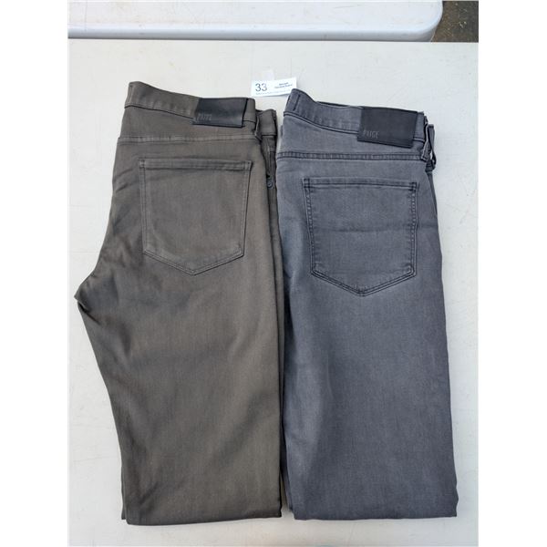 2 Pairs of Paige Jeans Olive Lennox & Gray Lennox Size 33 and 32
