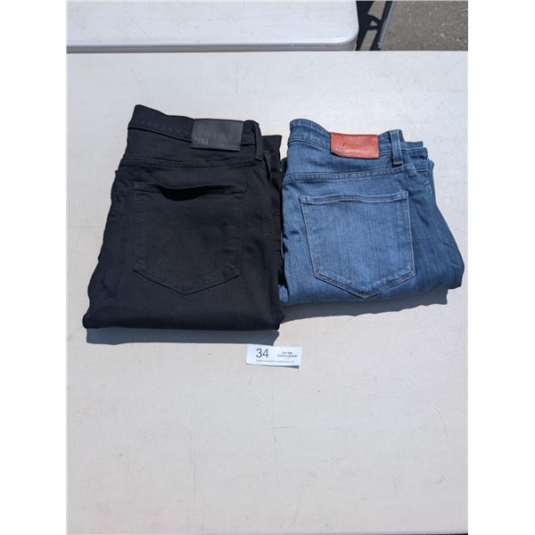 2 Pairs of Paige Jeans Black Lennox & Blue Federal Size 33 and 31