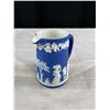 Image 9 : Antique Wedgewood Jasperware Dark Blue Teapot, Cream and Sugar