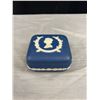 Image 2 : Antiwque Wedgewood Royal Blue Jasperware Queen Elizabeth Trinket Box and Small Plates