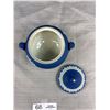 Image 6 : Antique Wedgewood Jasperware Dark Blue Teapot, Cream and Sugar