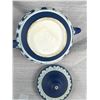 Image 4 : Vintage Wedgewood Jasperware Blue Teapot with Lidded Sugar and Creamer
