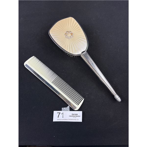 Antique Silver Brush + Comb Unmarked