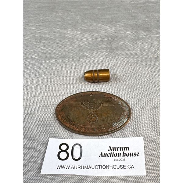 Concentration Camp Tag WWII + Bullet