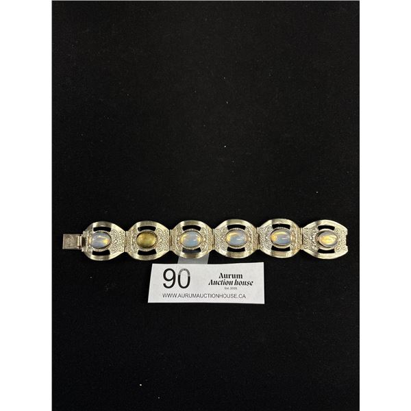 Vintage Silver + Moonstone Bracelet, Beauty!