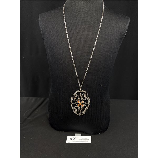 Antique Silver + Coral Necklace Lovely!