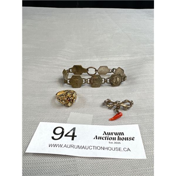 Very Nice Antique Jewelery Lot, Coral Silver Gold Plate