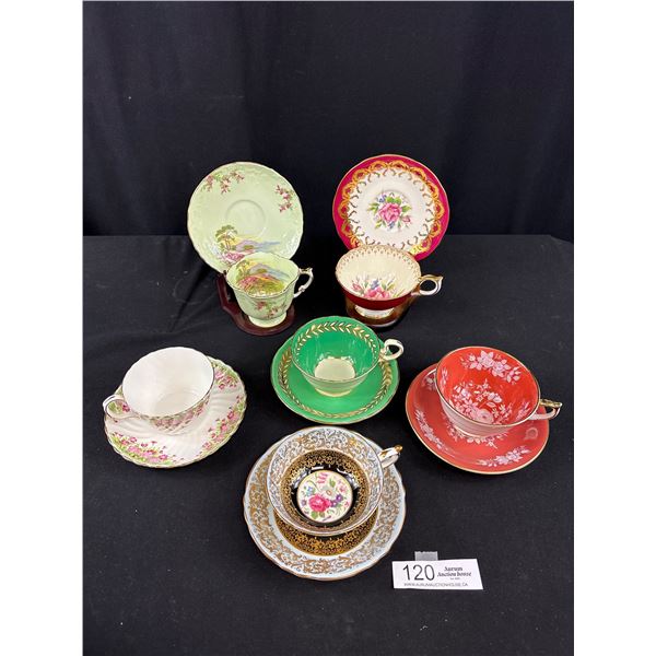 Lot of 6 Vintage Bone China Teacups + Saucers, No Chips or Cracks, 5 Aynsley + 1 Paragon