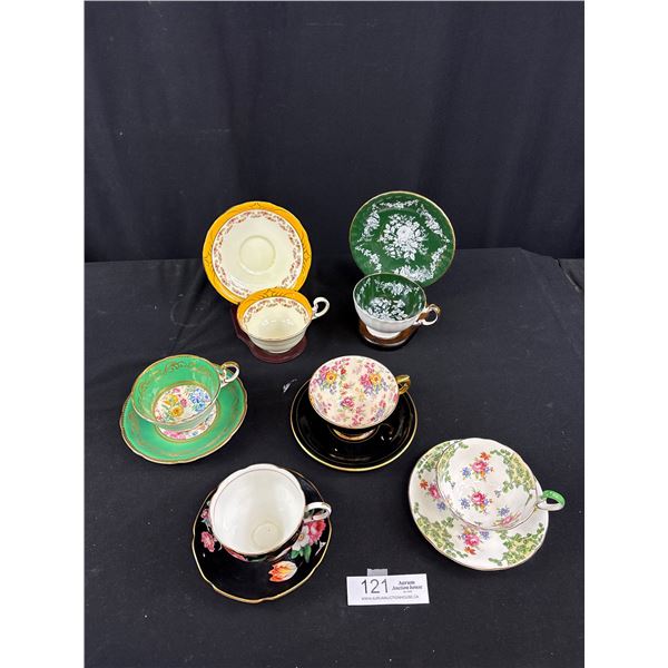 Lot of 6 Vintage Bone China Teacups + Saucers, No Chips or Cracks, Aynsley, Royal Albert, etc