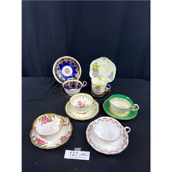 Lot of 6 Vintage Bone China Teacups + Saucers, No Chips or Cracks, All Aynsley
