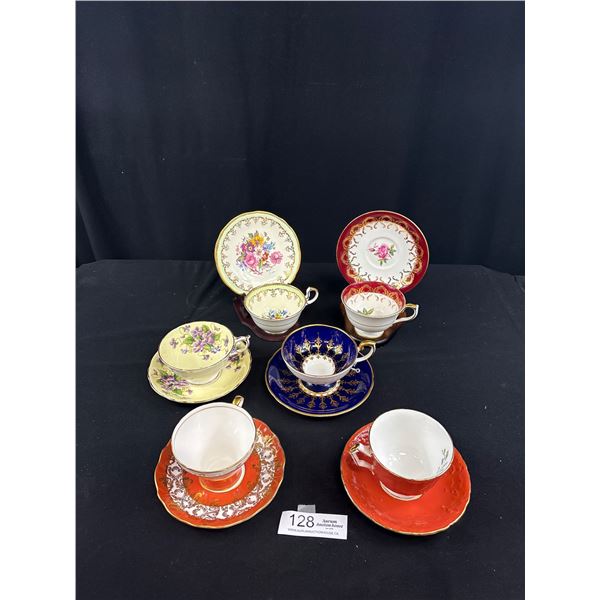 Lot of 6 Vintage Bone China Teacups + Saucers, No Chips or Cracks, 5 Aynsley + 1 Paragon