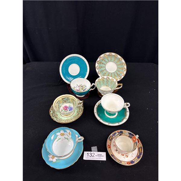 Lot of 6 Vintage Bone China Teacups + Saucers, No Chips or Cracks, Aynsley, Paragon, etc