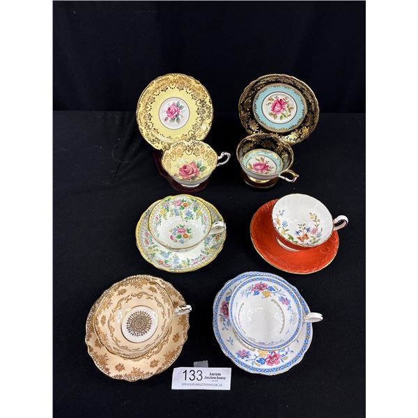 Lot of 6 Vintage Bone China Teacups + Saucers, No Chips or Cracks, Aynsley, Paragon, etc