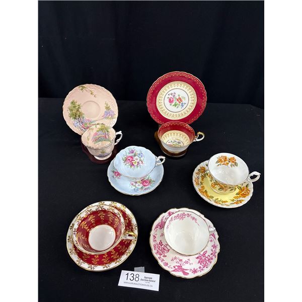 Lot of 6 Vintage Bone China Teacups + Saucers, No Chips or Cracks, Aynsley, Paragon, etc