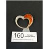 Image 1 : Solid Silver Amber Heart Shops Gorgeous! Vintage Brooch