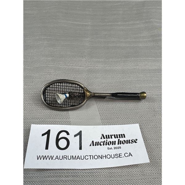 Antique Silver Enamel Badminton Brooch C.1910