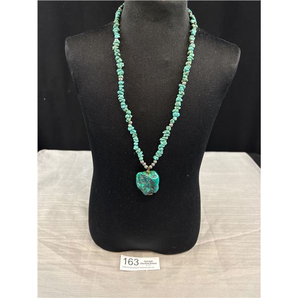Genuine Large Heavy Antique Turqouise Necklace Beauty!