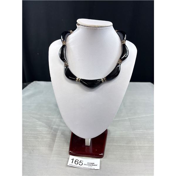 Antique Victorian Unique Genuine Agate Gemstone Necklace Gem Set Spacers, Exquisite