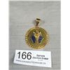 Image 1 : Vintage Solid Blue Enamel Egyptian Gold Pendant Quality! Heavy!