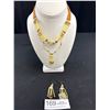 Image 1 : Vintage C.1970 Leather Porcupine Quill Native Necklace Earring Set