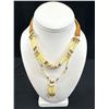 Image 2 : Vintage C.1970 Leather Porcupine Quill Native Necklace Earring Set