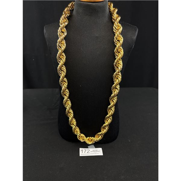 Massive! Vintage Rope Chain Gold Necklace Heavy Solid Eye Stopper