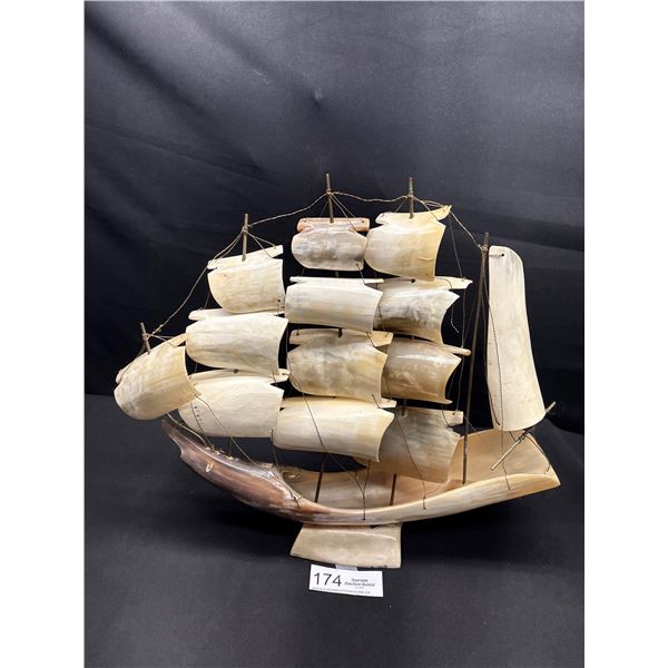 Vintage Antique Genuine Horn Pirates Ship
