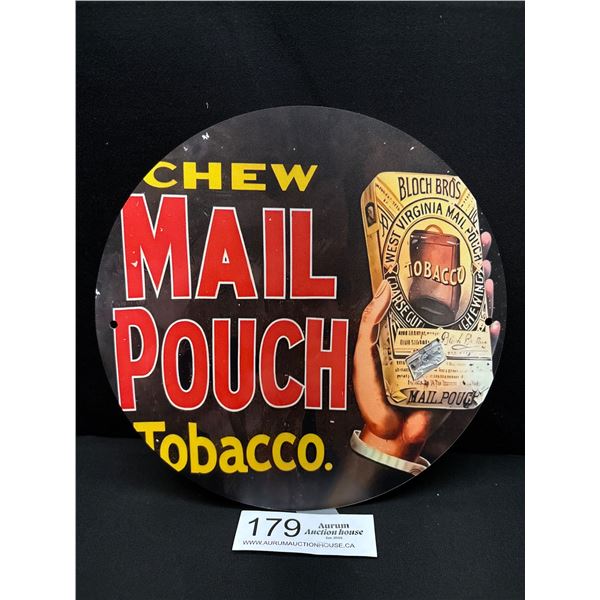 8" Diameter Chew Mail Pouch Tobacco Vintage Style Reproduction Tin Sign