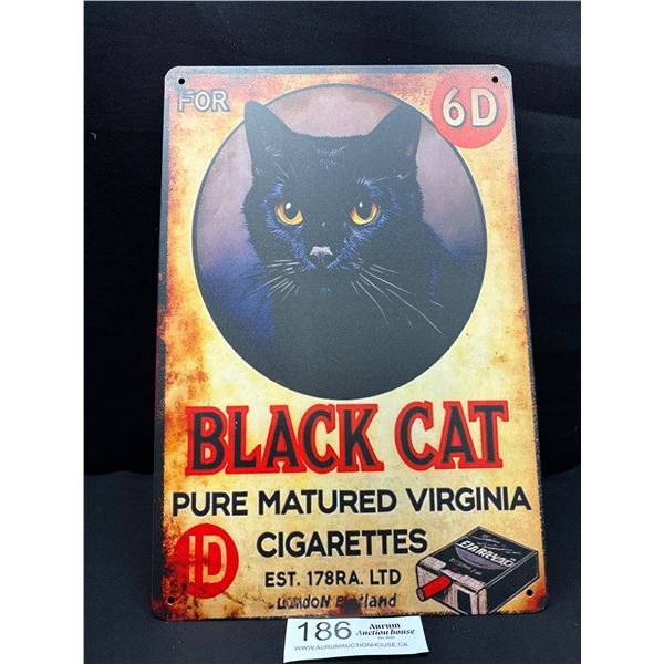 8  x 12  -  Black Cat Cigarettes Vintage Style Reproduction Tin Sign
