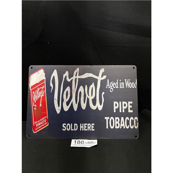 8" x 12" Velvet Pipe Tobacco Vintage Style Reproduction Tin Sign