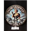 Image 1 : 8" Diameter Snow Leapord Vodka Vintage Style Reproduction Tin Sign