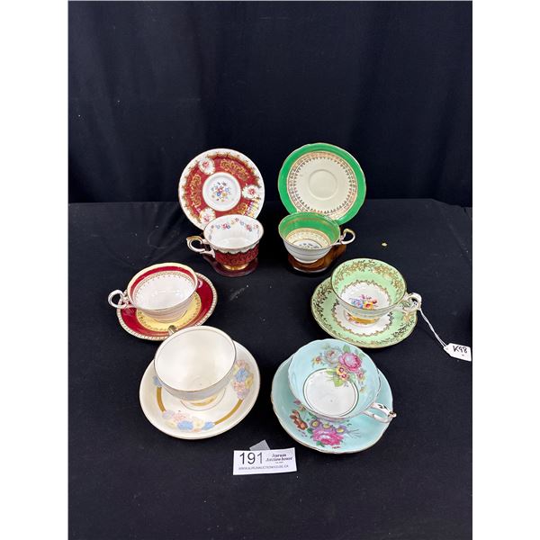 Lot of 6 Vintage Bone China Teacups + Saucers, 4 Aynsley + 2 Paragon