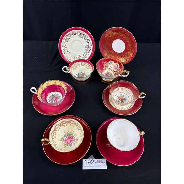 Lot of 6 Vintage Bone China Teacups + Saucers, Aynsley, Paragon, etc