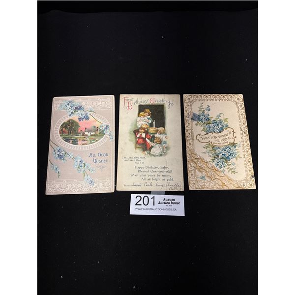 3 Early 1900s Greetings Postcards