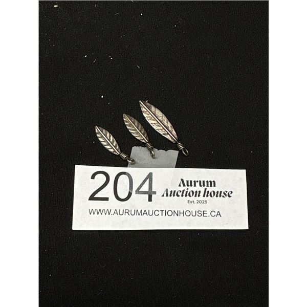 3 (Tested) Sterling Navajo Feather Pendants