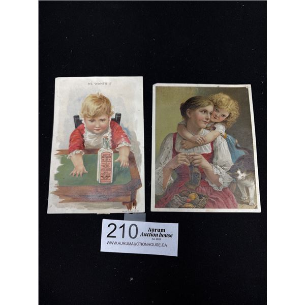 2 Medicinal Tonic Trade Cards (Lithos) Circa 1880