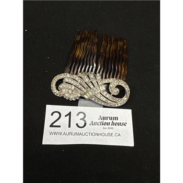 A Good Art Deco Rhinestone + Faux Tortoishell Hair Clip 1930s