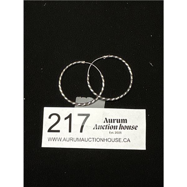 Pair of Sterling (.925) Hoop Earrings 1.25" Diameter