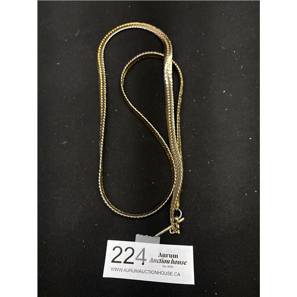 A Very Large (32") + Heavy Gold Tone Herringbone Necklace