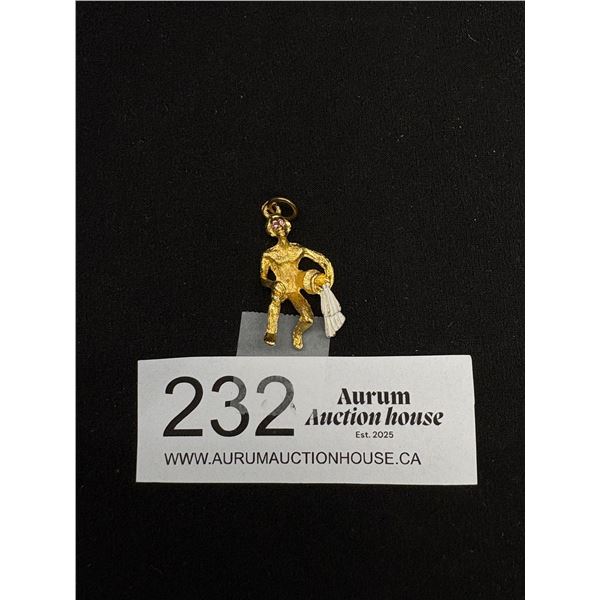 Very Interesting Gold Tone + Enamel Dancing Figure Pendant