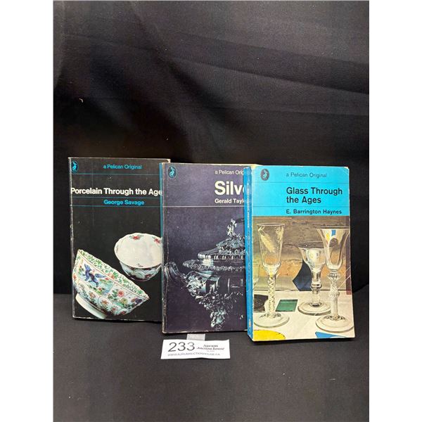 3 "Pelican" Books on Silver, Porcelain + Glass Collecting