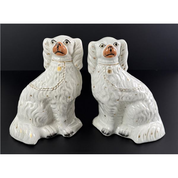 Pair of English White Staffordshire Dogs
