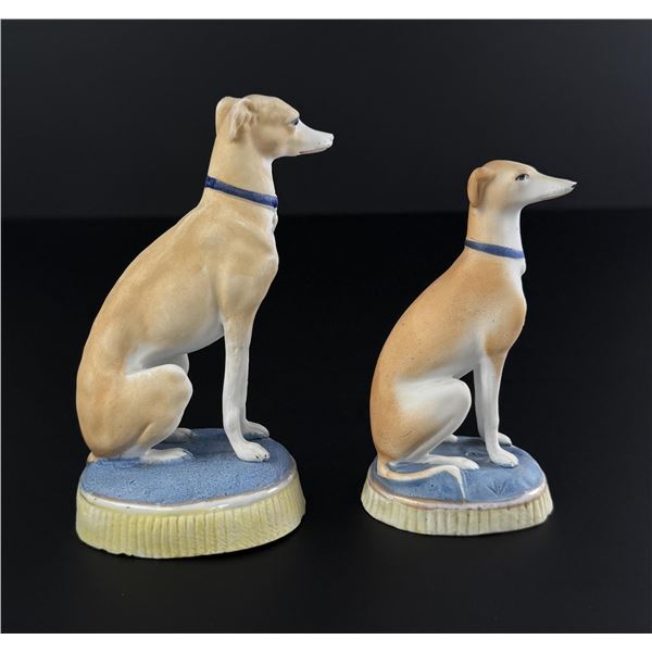 English Staffordshire Bisque Whippet Dogs