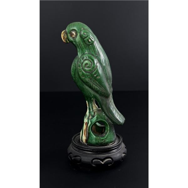 Chinese Export Sancai Pottery Parrot Censer