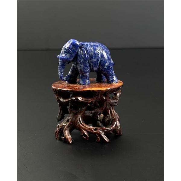 Chinese Lapis Lazuli Carved Elephant