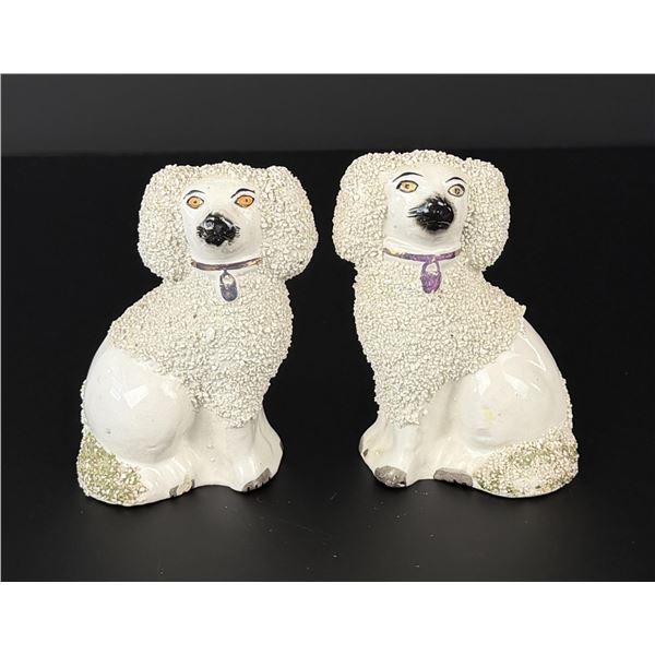 Pair of Staffordshire Confetti Coat Poodles Dogs