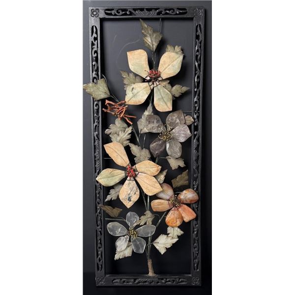 Chinese Hardstone Floral Wall Panel