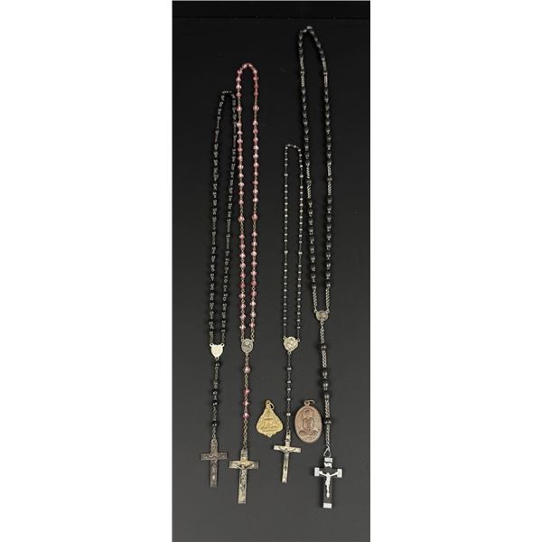 Collection of Religious Beaded Rosaries Pendants