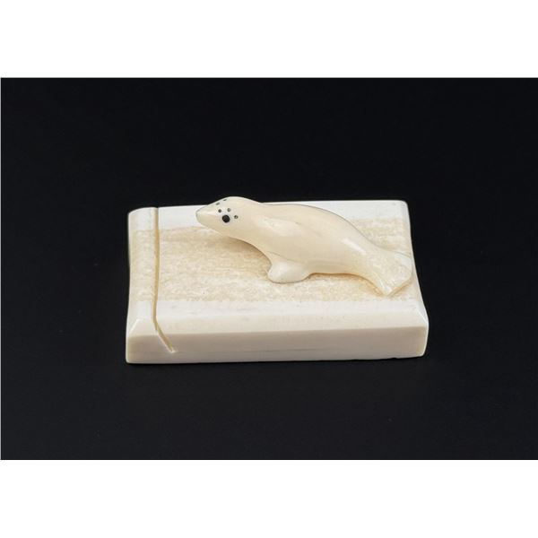 Alaskan Inuit Ivory Carved Seal Letter Stand